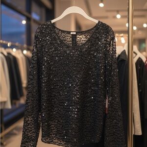Reba Black Sequin Blouse
